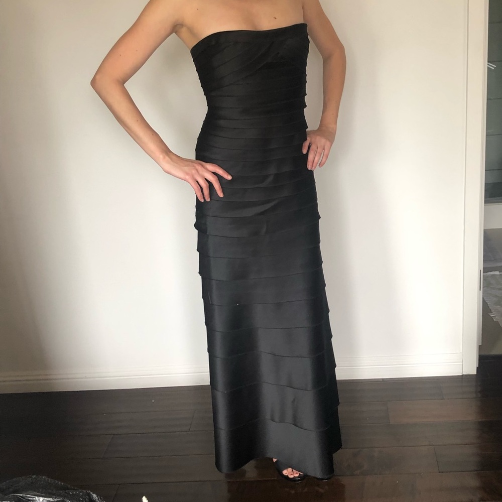 BCBG Maxazria black scalloped dress.